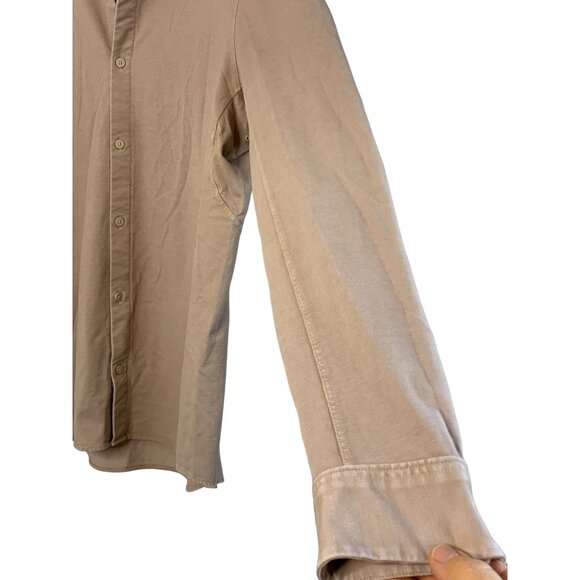 Mens Lululemon Beige Button-Up Long Sleeve Twill Stretch Shirt L/XL Nude 7328 - Picture 8 of 10